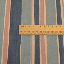 Load image into Gallery viewer, Close up of Japanese Cotton Batiste, Blue Stripe for sale at Minerva's Bower, ruler included for scale