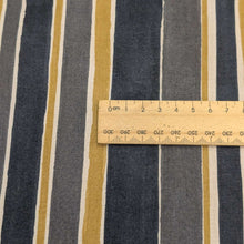 Load image into Gallery viewer, Close up of Japanese Cotton Batiste, Charcoal Stripe for sale at Minerva's Bower, ruler included for scale