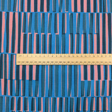 Load image into Gallery viewer, Ruby Star Society Fabric with blue and pink striped pattern and a ruler for scale. Available at Minerva's Bower
