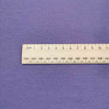 Load image into Gallery viewer, Flat lay of Organic Olympia Heavyweight Cotton Loop Back, Grape, for sale at Minerva's Bower, with ruler for colour accuracy
