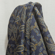 Load image into Gallery viewer,  Draped Patterned lyocell fabric with paisley design and a blue base, for sale at Minerva's Bower