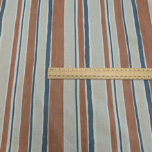 Load image into Gallery viewer, Japanese Cotton Batiste, Sienna Stripe for sale at Minerva's Bower, ruler included for scale