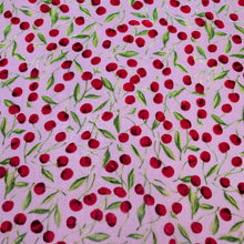 Load image into Gallery viewer, Flat lay of Silk Burnout Velvet, Cherries, for sale at Minerva's Bower