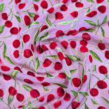 Load image into Gallery viewer, Flat drape of Silk Burnout Velvet, Cherries, for sale at Minerva's Bower