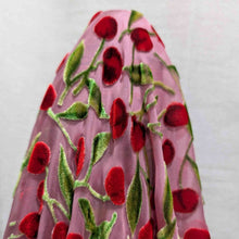 Load image into Gallery viewer, Drape of Silk Burnout Velvet, Cherries, for sale at Minerva's Bower