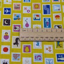 Load image into Gallery viewer, Close up of Ruby Star 100% Cotton, Salutations, for sale at Minerva's Bower, ruler included for scale