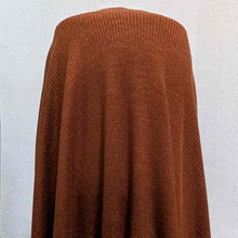 Load image into Gallery viewer, Flat lay of Stellar rayon rib in nutmeg colourway. Available at Minerva's Bower. Fabric draped to show how it handles