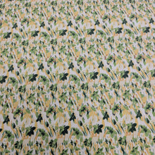 Load image into Gallery viewer, Japanese cotton fabric with a floral pattern with small flowers in greens and yellows, for sale at Minerva's Bower