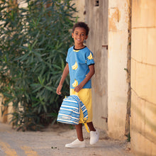 Load image into Gallery viewer, Tee Shirt in See You At Six Cotton French Terry, Bananas, for sale at MInerva's Bower