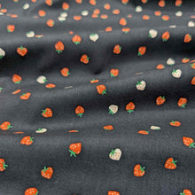 Load image into Gallery viewer, Flat lay of pure cotton, mini strawberries, by ruby star society.. Made in Japan. Available at Minerva's Bower. Fabric draped to show how it handles