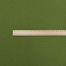 Load image into Gallery viewer, Flat lay of olympia heavyweight cotton spandex loopback in chartreuse colourway. Available at Minerva's Bower. Ruler included for scale