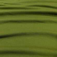 Load image into Gallery viewer, Flat lay of olympia heavyweight cotton spandex loopback in chartreuse colourway. Available at Minerva's Bower. Fabric draped to show how it handles