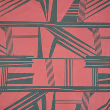 Load image into Gallery viewer, Metropolis is a dramatic, large scale graphic print. Pure cotton, with black on a claret red background, available at Minerva's Bower