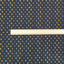 Load image into Gallery viewer, Flat lay of Ruby Star Society Flicker fabric in navy. Available at Minerva's Bower. Ruler included for scale