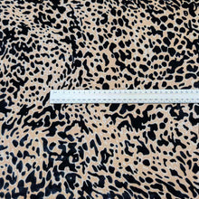 Load image into Gallery viewer, Flat lay of pure silk velvet burnout in a leopard print design. Available at Minerva's Bower. Ruler included for scale