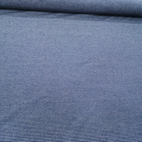 Cotton Jersey, Navy Fine White Stripe - 1/4 metre