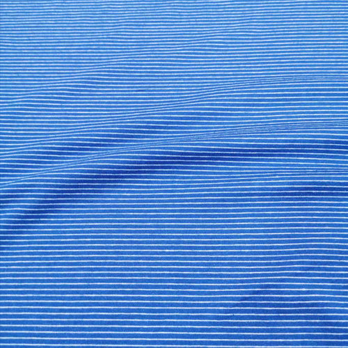 Cotton Jersey, Royal Fine White Stripe - 1/4 metre