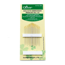 Load image into Gallery viewer, Clover gold eye embroidery needles assorted pack, for sale at Minerva's BOWER
