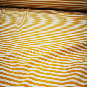 Cotton Jersey, White and Mustard Stripe - 1/4 metre