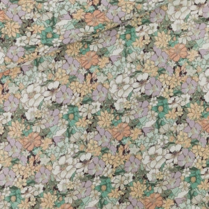 See You At Six Cotton French Terry, Imagine All The Flowers - $42 per metre ($10.50 - 1/4 metre)