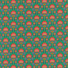 Load image into Gallery viewer, Flat lay of Liberty 100% Cotton Tana Lawn, Peacock Posy A, for sale at Minerva's Bower