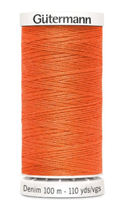 Gutermann Denim Thread available in 35 colours, for sale at Minerva's Bower, 1770 Orange