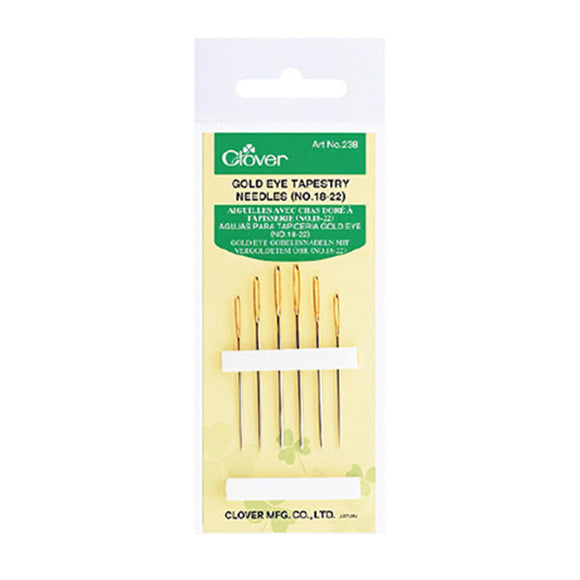 Clover Gold Eye Tapestry Needles No.18,20,22