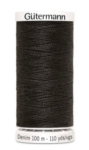 Gutermann Denim Thread available in 35 colours, for sale at Minerva's Bower, 2330 Dark Chocolate