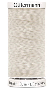Gutermann Denim Thread available in 35colours, for sale at Minerva's Bower, 3130 Cream