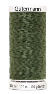 Gutermann Denim Thread available in 35 colours, for sale at Minerva's Bower, 9250 Dark Olive