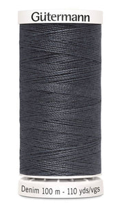 Gutermann Denim Thread available in 35 colours, for sale at Minerva's Bower, 9455 Dark Grey
