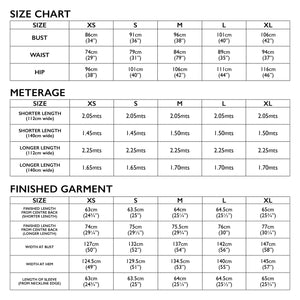 size Chart for Tessuti Patterns Athina Top Paper Pattern for sale at Minerva's Bower