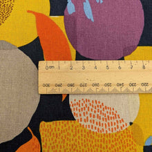 Load image into Gallery viewer, Close up of Zen Chic Linen 30% Cotton 70% Urban Whisper -Abstract Leaf, with a ruler included for scale, for sale at Minerva&#39;s Bower