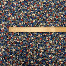 Load image into Gallery viewer, Flat lay of Amelie 100% Cotton Pinwale Cord by Kokka, Blue, ruler included for scale - for sale at Minerva's Bower