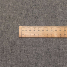 Load image into Gallery viewer, Close up of Anderson 55% Linen 45% Cotton, Dark Chambray, ruler included - for sale at Minerva's Bower