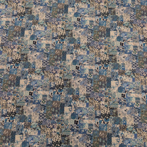 Liberty 100% Cotton Tana Lawn, Archive Patchwork B, small Floral patchwork design in blues, for sale at Minerva's Bower