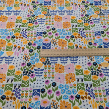 Load image into Gallery viewer, Colorful floral patterned 100% cotton Art Gallery fabric with a ruler for scale, for sale at Minerva&#39;s Bower