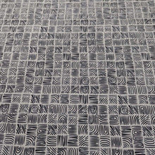 Load image into Gallery viewer, Art Gallery 100% cotton cloth with a Black geometric woodblock pattern on a cream base, for sale at Minerva&#39;s Bower