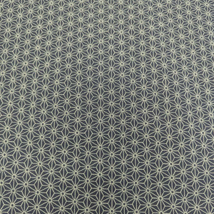 Dark navy Japanese 100% cotton fabric with traditional Hemp leaf design, for sale at Minervas Bower 