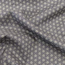 Load image into Gallery viewer, Drape of dark navy Japanese 100% cotton fabric with traditional Hemp leaf design, for sale at Minervas Bower