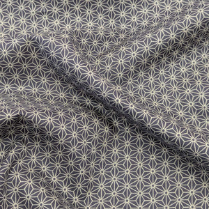Drape of dark navy Japanese 100% cotton fabric with traditional Hemp leaf design, for sale at Minervas Bower