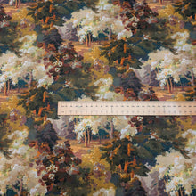 Load image into Gallery viewer, Flat lay of Liberty 100% cotton Tana Lawn, Autumnal Arboretum A, ruler included for scale - for sale at Minerva's Bower
