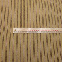 Load image into Gallery viewer, Flat lay of Atumnal Stripe 80% linen 20% cotton, ruler included for scale - for sale at Minerva's Bower