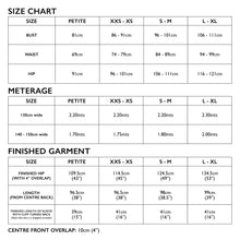 Load image into Gallery viewer, Size Chart for Tessuti Patterns Brooklyn Coat. Available in store or online at Minerva&#39;s Bower