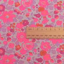 Load image into Gallery viewer, Close up flat lay of Liberty 100% Cotton Tana Lawn, Betsy Bespoke Pink, for sale at Minerva's Bower, ruler included for sclae