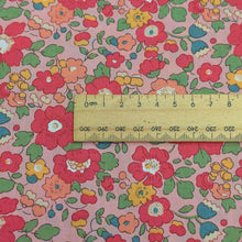 Load image into Gallery viewer, Close up flat lay of Liberty 100% Cotton Tana Lawn, Betsy Meadow B, with a ruler included for scale for sale at Minerva&#39;s Bower