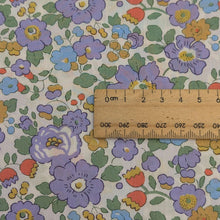 Load image into Gallery viewer, Close up flat lay of Liberty 100% Cotton Tana Lawn, Betsy R, with a ruler included for scale for sale at Minerva&#39;s Bower