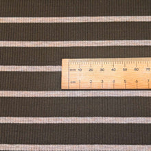 Load image into Gallery viewer, Close up flat lay of Billie 95% cotton 5% elastane Jersey, Khaki, ruler included for scale - for sale at Minerva's Bower