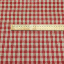Load image into Gallery viewer, Flat lay of 100% washed cotton Bimba, Red, ruler included for scale - for sale at Minerva's Bower