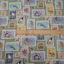 Load image into Gallery viewer, Flat lay of 100% Cotton by Devonstone, Aussie Backyard Bird Stamps, ruler included for scale - for sale at Minerva's Bower